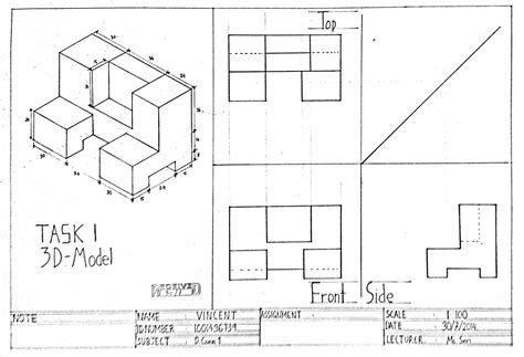 Simple Orthographic Projection Drawing