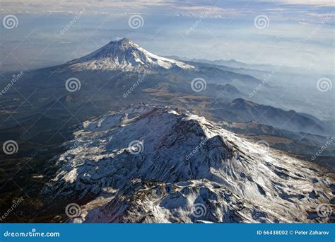 Popocatepetl And Iztaccihuatl Volcanoes, In Tlaxcala, Mexico. Royalty ...