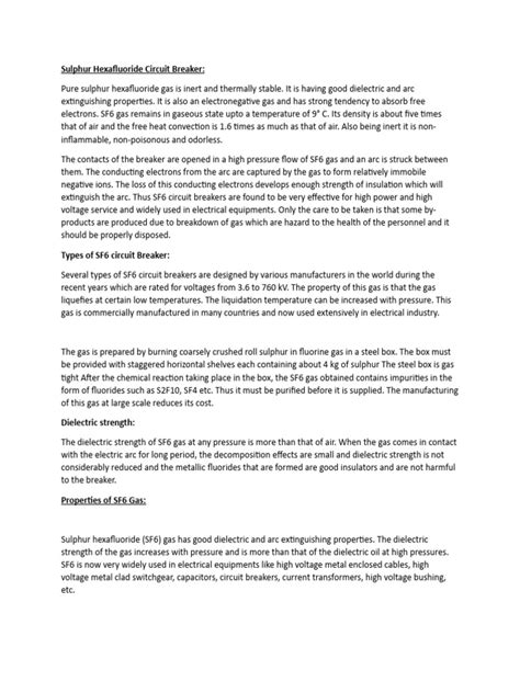 SF6 Circuit Breaker | PDF | Electric Arc | Gases