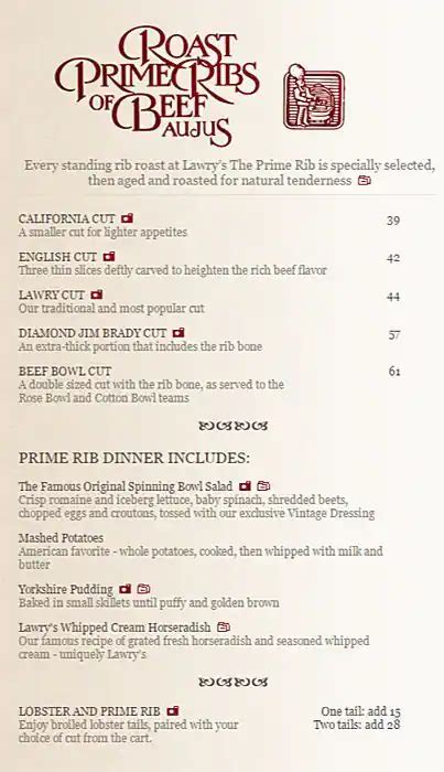 Lawry's the Prime Rib Menu - Urbanspoon/Zomato