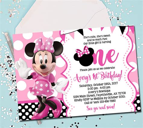 Minnie Mouse 1St Birthday Invitations Templates