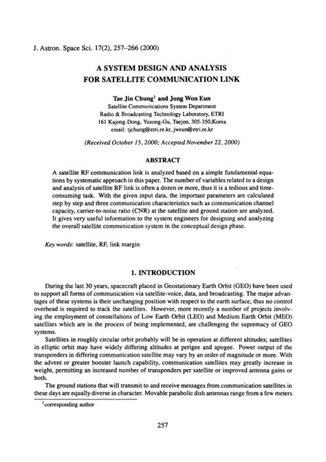 (PDF) A System Design and Analysis for Satellite Communication Link