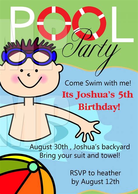 Pool Party Printable Invitations