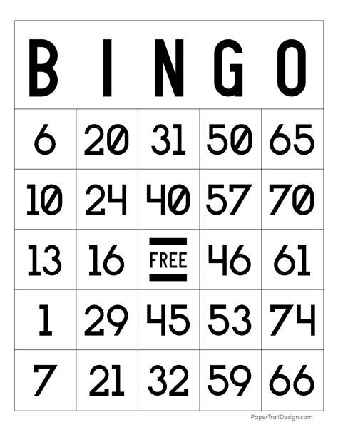 Printable Bingo Card Generator