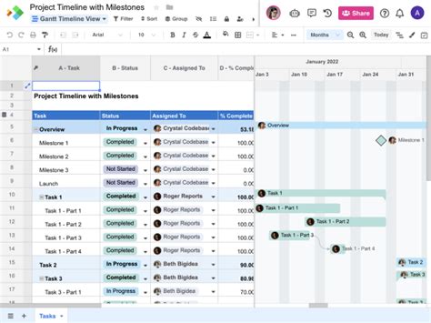 Project Milestones Template | Spreadsheet.com Template