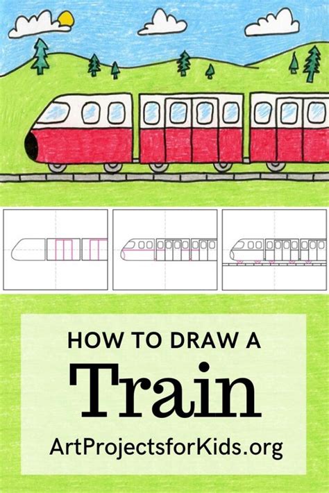 Easy How to Draw a Train Tutorial Video and Train Coloring Page