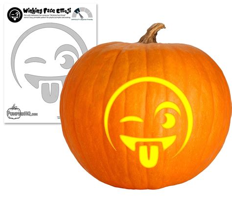 Winking Face Emoji Pumpkin Carving Stencil - Pumpkin HQ