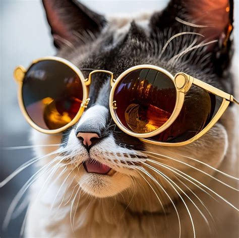 Premium AI Image | Lovely and funny cat with sunglasses