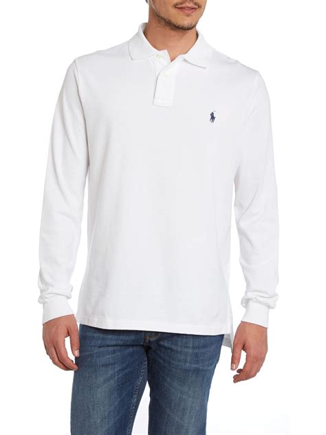 Polo ralph lauren Long-Sleeve Polo Shirt in White for Men | Lyst