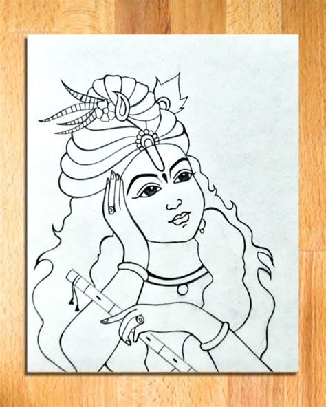 How to Draw Lord Krishna thinking about Radha || Easy Pencil Drawing ...