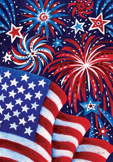 Fireworks & Flag-Flag by Tina Wenke - Custom Decor