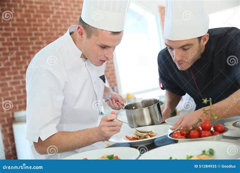 Cooking Chef Giving Students Cooking Skills Stock Image - Image of ...