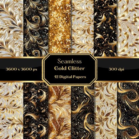 Gold Glitter Digital Paper, Glitter Seamless Pattern, Gold Glitter ...