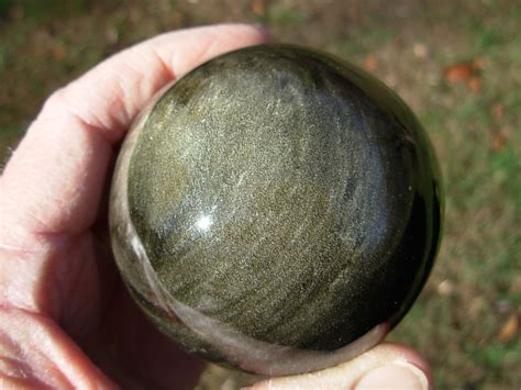 70mm Gold Sheen Obsidian Sphere 36 - Spirit Rock Shop