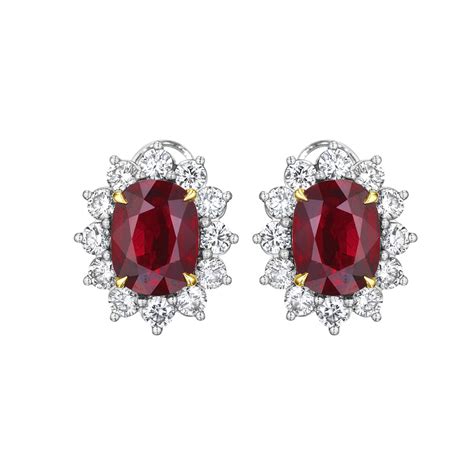 Oval Ruby & Diamond Earrings – SES Creations