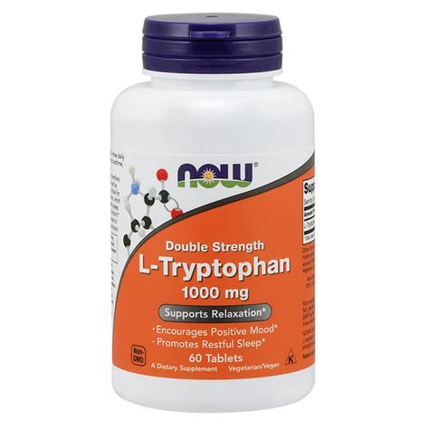 NOW Supplements, L-Tryptophan 1,000 mg, Double Strength, Encourages ...