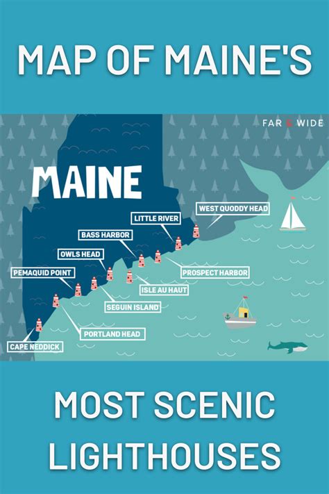 Scenic Map of Maine Lighthouses for Coastal Exploration