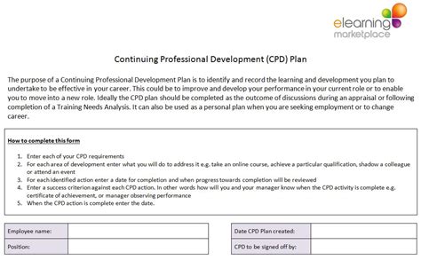 Continuing Professional Development (CPD) Plan and Record | eLearning ...