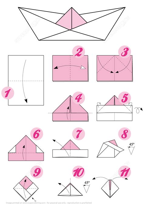 Origami Boat Instructions | Free Printable Papercraft Templates