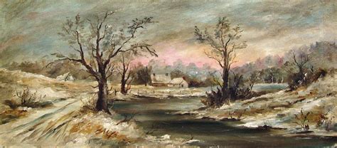 1910 Impressionist Winter Landscape Painting | Chairish