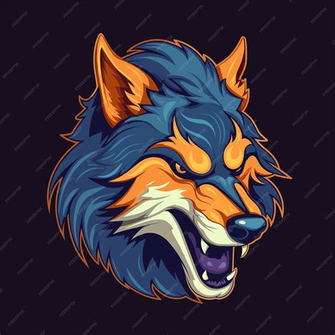 Premium Vector | Wolf mascot gaming logo design template