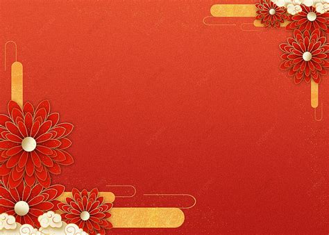 Red Lunar New Year New Year Floral Decoration Background, Floral ...