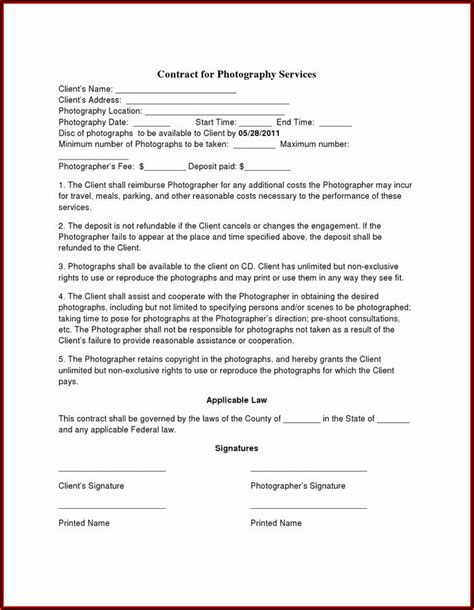 Free Birth Photography Contract Template - Template 2 : Resume Examples ...