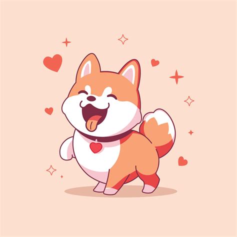 Cute Cartoon Shiba Inu Dog With Hearts 29182858 Vector Art At Vecteezy