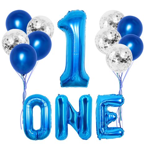 Large, Blue One Balloon for First Birthday - Number 1 Balloon, 40 Inch ...