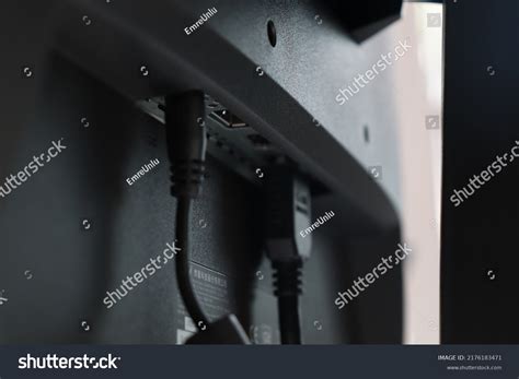 Back Monitor Computer Ports Blurry Cables Stock Photo 2176183471 ...