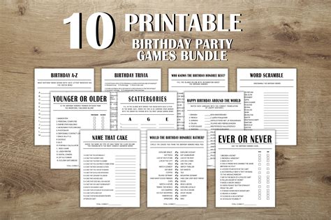 10 Birthday Party Games Bundle Printable Birthday Trivia - Etsy