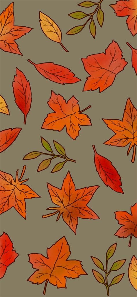 Fall Leaves Green Wallpaper - Aesthetic Autumn Wallpaper iPhone