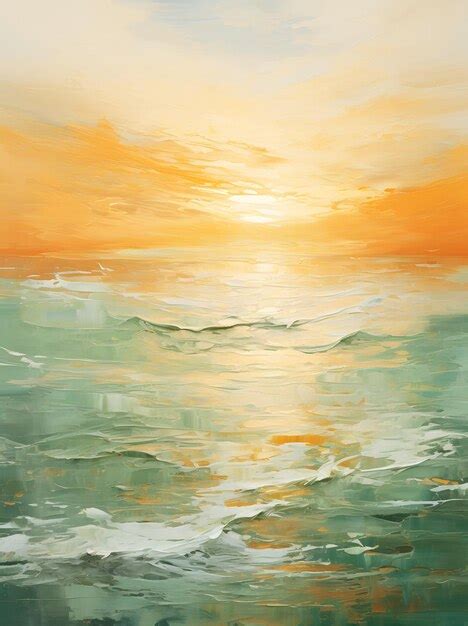 Premium AI Image | sunset on the lake painting