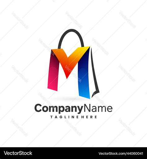 Shopping bag logo with letter m concept Royalty Free Vector