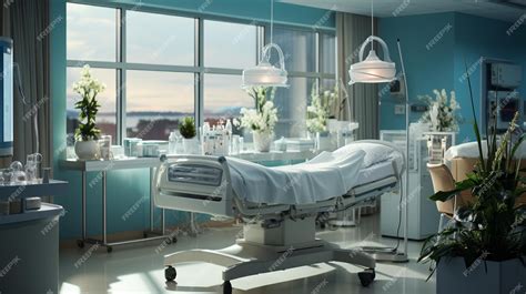 Premium Photo | Hospital Room With Newborn Baby In Bassinet And Wallpaper