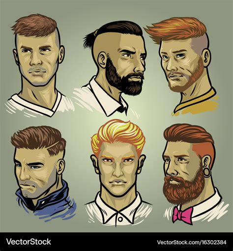 Set of mens hair styles collection Royalty Free Vector Image