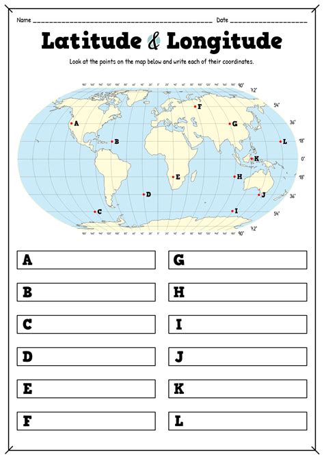 Longitude & Latitude Worksheets