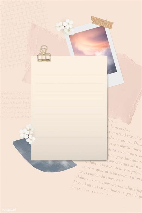 Cream Paper with Gold Binder Clip Journal Background Vector