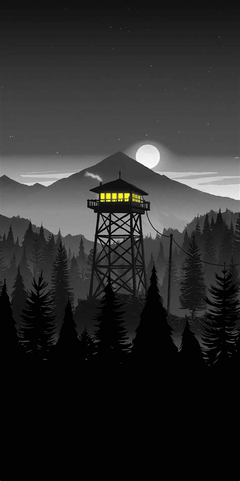 Firewatch Night iPhone Wallpaper | Minimalist wallpaper, Landscape ...