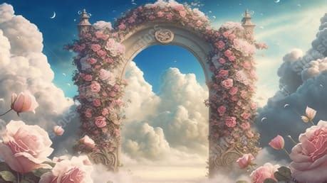 Heavens Gate Flowers Clouds Dreamy Powerpoint Background For Free ...