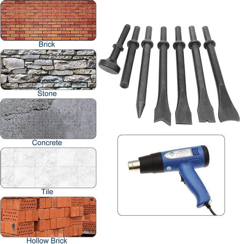 8 Piece Air Chisel Set Pneumatic Chisel Air Hammer Punch Chipping Bits Tool