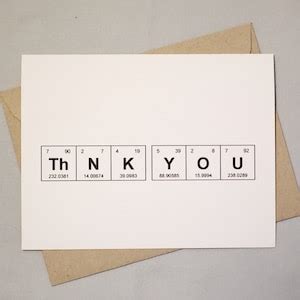 Thank You Chemistry Card Set, Periodic Table of the Elements thnk You ...