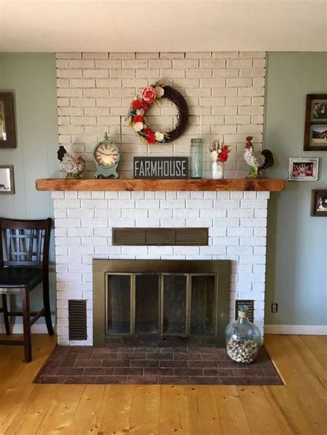 Red Brick Fireplace With White Mantle – Fireplace Guide by Linda