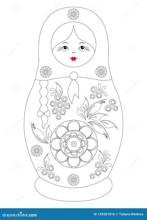 Coloring Contour Book for Children. Traditional Souvenir Russian Floral ...