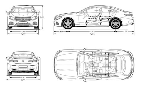 Mercedes Benz E-class C238 2017 Blueprint - Download free blueprint for ...