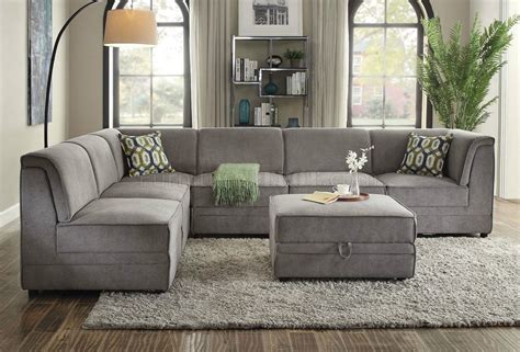 Bois Modular Sectional Sofa 7Pc Set 53780 Gray Velvet by Acme