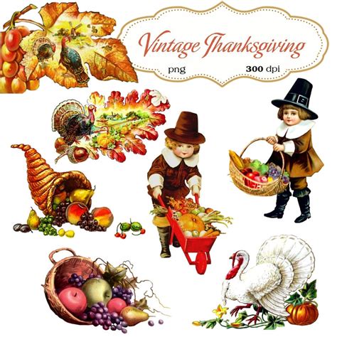 Clip Art : Vintage Thanksgiving Transparent Png Files 067