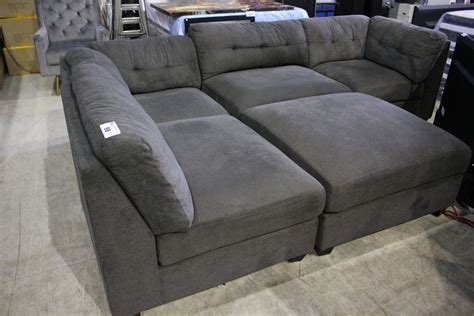 DARK GREY SECTIONAL SOFA WITH MATCHING OTTOMAN - Able Auctions