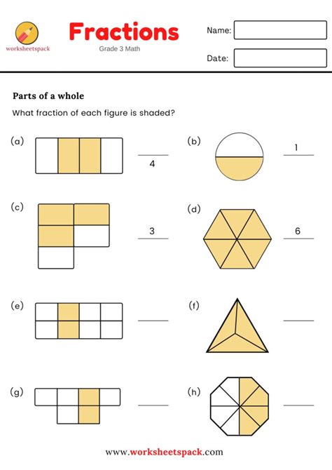 Simple Fractions Worksheets - worksheetspack