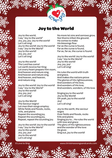 Joy to the World Lyrics | Christmas Songs & Carols - Love to Sing